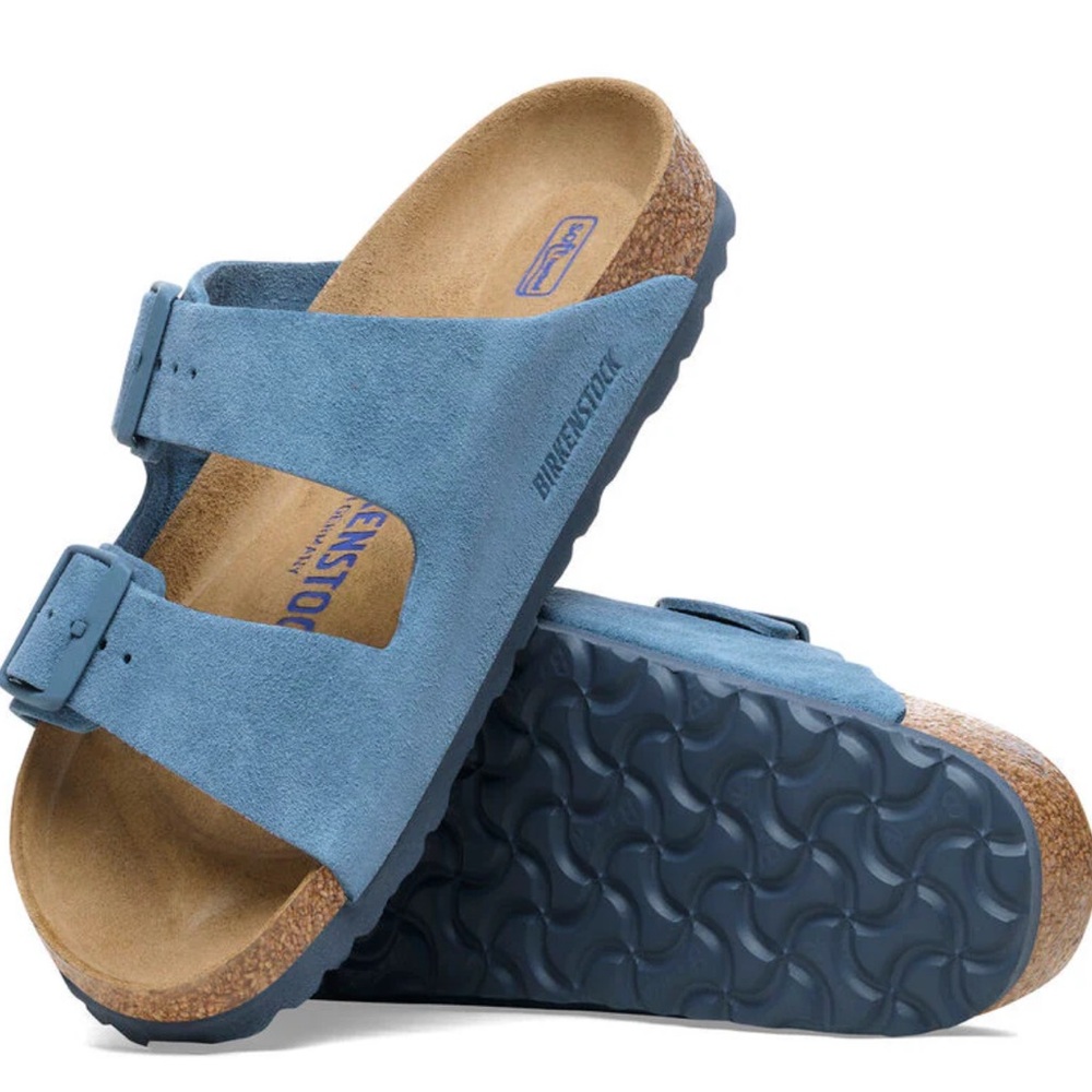 Birkenstock Arizona Sky Blue Suede Leather Soft Footbed Sandals Buckle Men’s 12